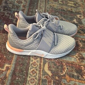 Nike Women's Light Gray and Peach Sneakers